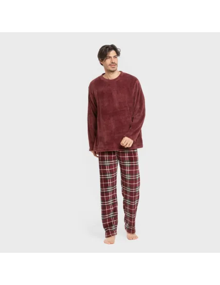 Pijama coral homem Cuadro Sauron bordeaux Pijama coral homem Cuadro Sauron bordeaux