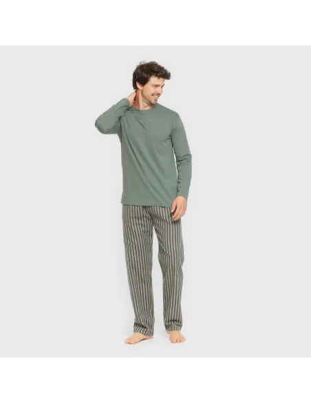 Pijama homem flanela Raya Marsellita verde - arena