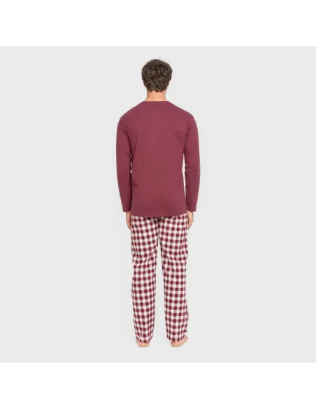 Pijama homem flanela Cuadro Gustavo bordeaux Pijama homem flanela Cuadro Gustavo bordeaux