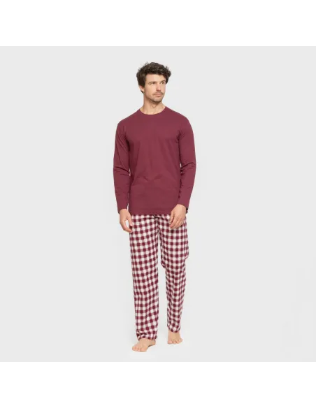 Pijama homem flanela Cuadro Gustavo bordeaux Pijama homem flanela Cuadro Gustavo bordeaux