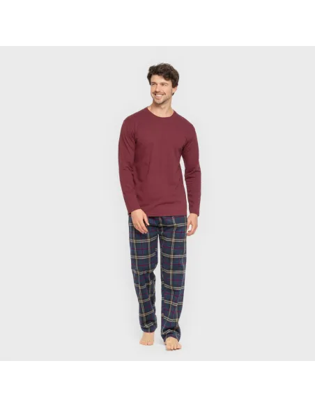 Pijama homem flanela Cuadro Tejada bordeaux Pijama homem flanela Cuadro Tejada bordeaux