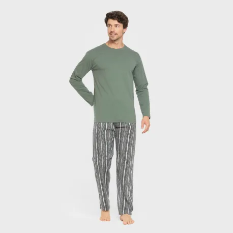 Pijama homem flanela Cronos verde