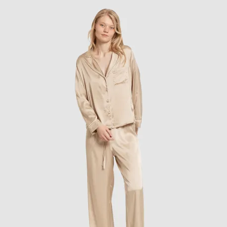 Pijama comprido mulher Saten Friday liso