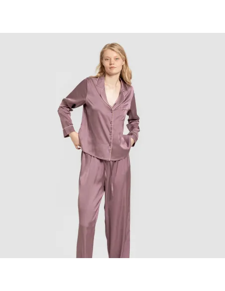 Pijama comprido mulher Saten Friday liso Pijama comprido mulher Saten Friday liso