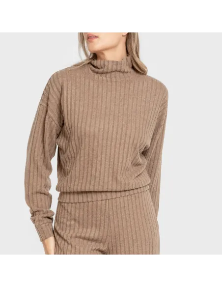 Jersey de gola alta cropped 4x2 canelado feminino Jersey de gola alta cropped 4x2 canelado feminino