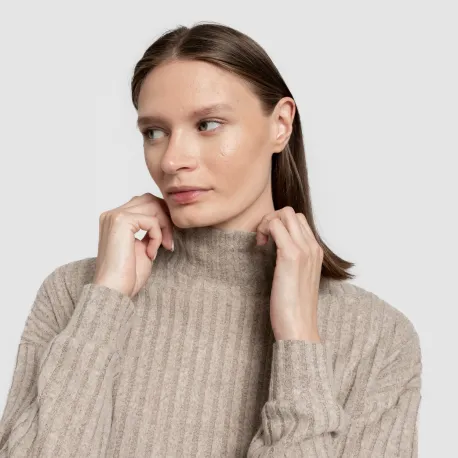 Jersey de gola alta cropped 4x2 canelado feminino