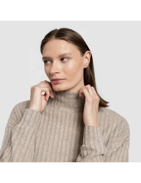 Jersey de gola alta cropped 4x2 canelado feminino Jersey de gola alta cropped 4x2 canelado feminino