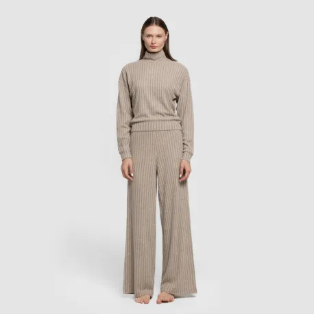 Jersey de gola alta cropped 4x2 canelado feminino