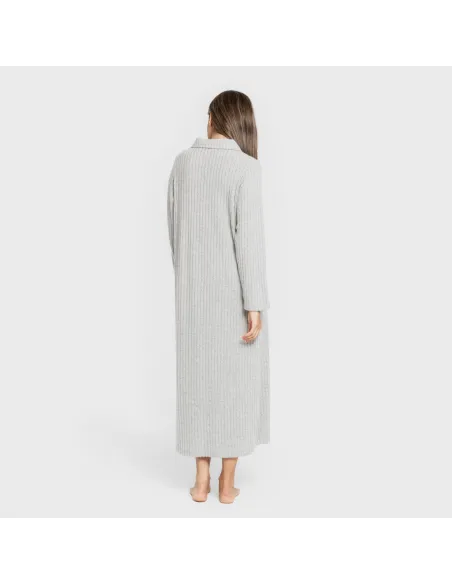 Vestido longo de manga longa com gola 4x2 canelado feminino Vestido longo de manga longa com gola 4x2 canelado feminino