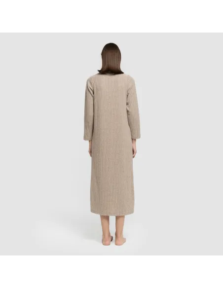 Vestido longo de manga longa com gola 4x2 canelado feminino Vestido longo de manga longa com gola 4x2 canelado feminino