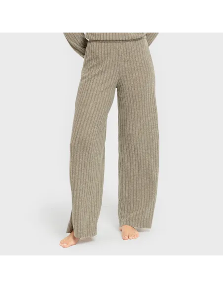 Calça longa ampla 4x2 canelada feminina Calça longa ampla 4x2 canelada feminina