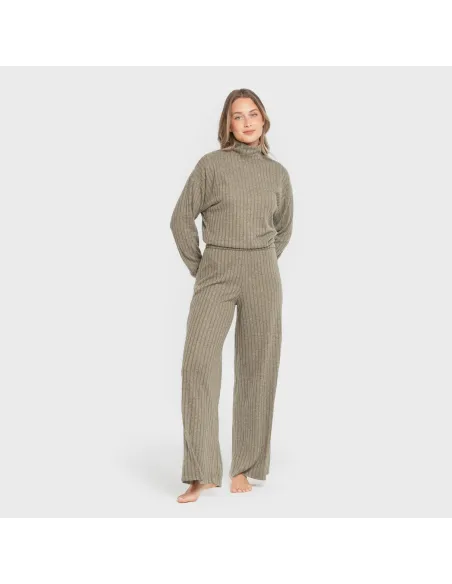 Calça longa ampla 4x2 canelada feminina Calça longa ampla 4x2 canelada feminina