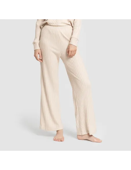 Calça longa de poliamida canelada feminina Calça longa de poliamida canelada feminina