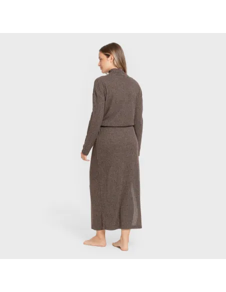 Jersey gola alta canelado feminino