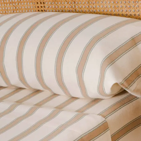 Jogo de lençóis de flanela Raya Sitges verde seco - topo