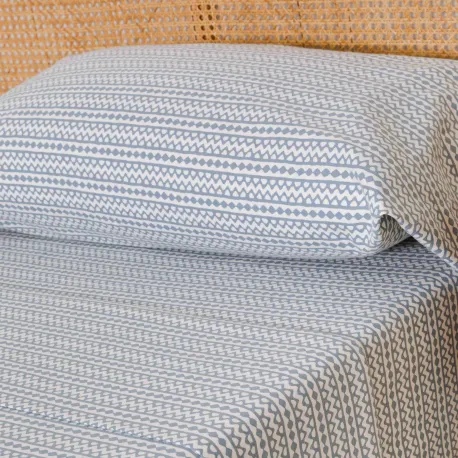 Jogo de lençóis de flanela Etnico indigo