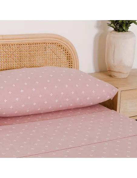 Jogo de lençóis de flanela Perforada rosa keike