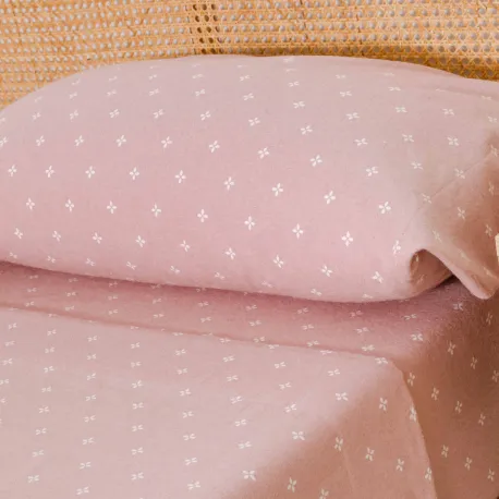 Jogo de lençóis de flanela Perforada rosa keike