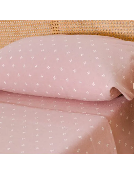 Jogo de lençóis de flanela Perforada rosa keike