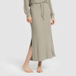 Saia midi canelada de poliamida feminina 2