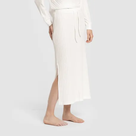 Saia midi canelada de poliamida feminina