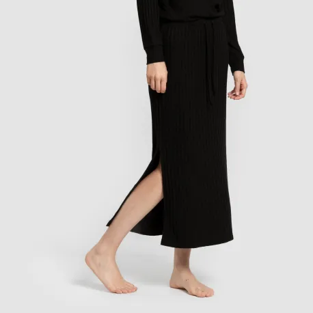 Saia midi canelada de poliamida feminina