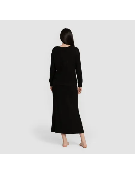 Saia midi canelada de poliamida feminina