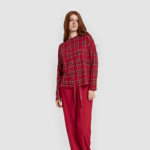Pijama comprido Secret mulher Cuadro Nicolas vermelho 2