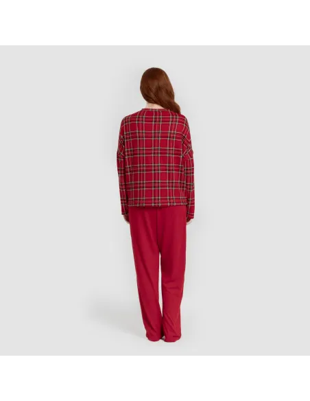 Pijama comprido Secret mulher Cuadro Nicolas vermelho