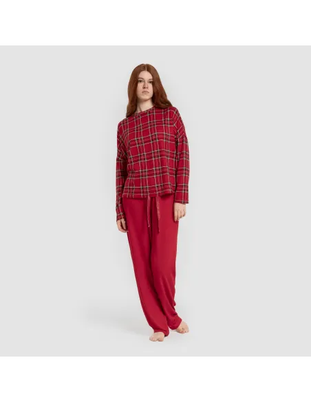 Pijama comprido Secret mulher Cuadro Nicolas vermelho