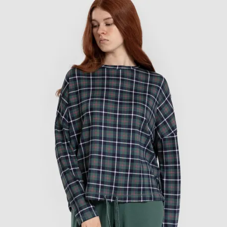 Pijama comprido Secret mulher Cuadro Ruz verde