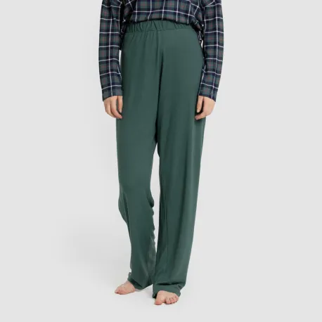 Pijama comprido Secret mulher Cuadro Ruz verde