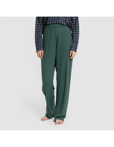 Pijama comprido Secret mulher Cuadro Ruz verde