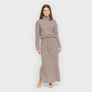 Saia midi canelada feminina