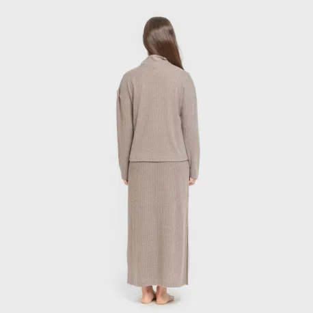 Saia midi canelada feminina