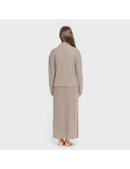 Saia midi canelada feminina