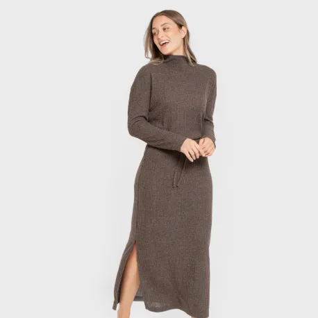 Saia midi canelada feminina