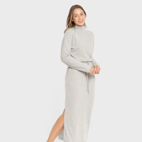 Saia midi canelada feminina