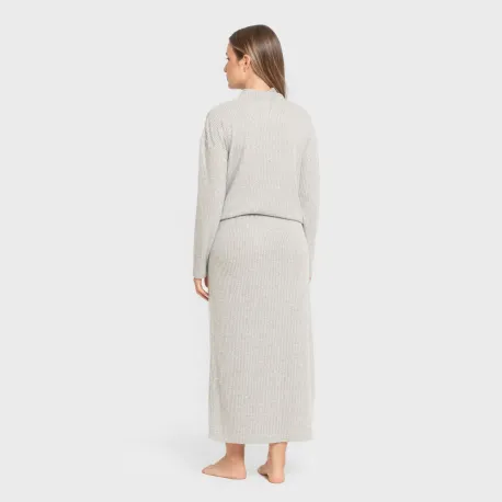 Saia midi canelada feminina