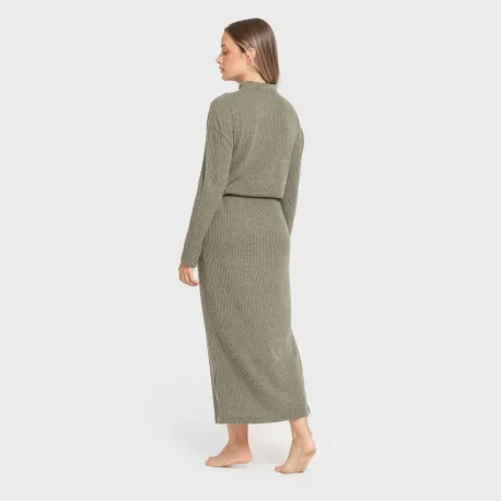 Saia midi canelada feminina