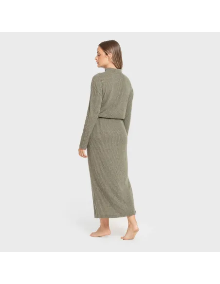 Saia midi canelada feminina