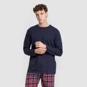 Pijama homem franela Cuadro Tuc  azul marinho 2