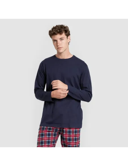 Pijama homem franela Cuadro Tuc  azul marinho Pijama homem franela Cuadro Tuc  azul marinho