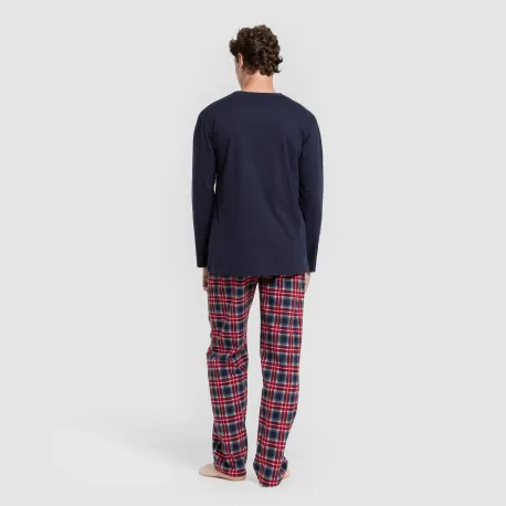 Pijama homem franela Cuadro Tuc  azul marinho