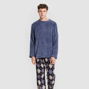 Pijama coral homem Cuadro Roldan azul 2