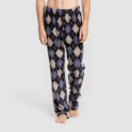 Pijama coral homem Cuadro Roldan azul