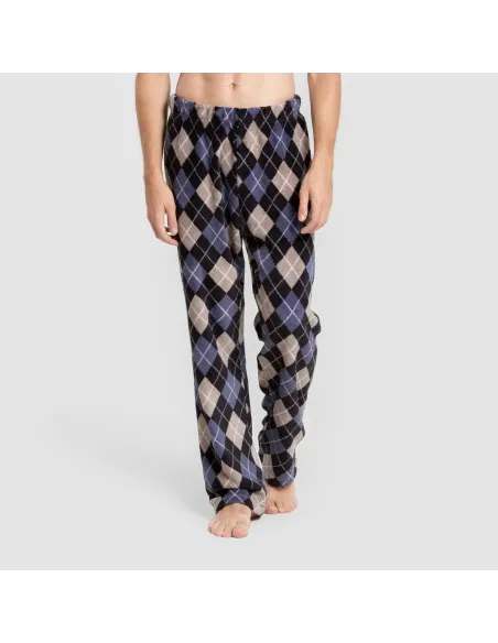 Pijama coral homem Cuadro Roldan azul