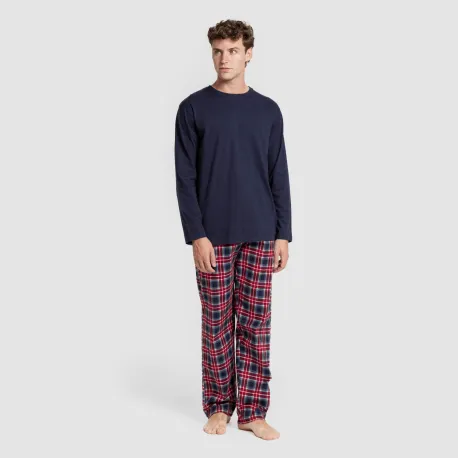Pijama homem franela Cuadro Tuc  azul marinho