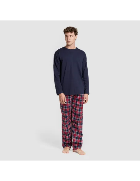 Pijama homem franela Cuadro Tuc  azul marinho Pijama homem franela Cuadro Tuc  azul marinho
