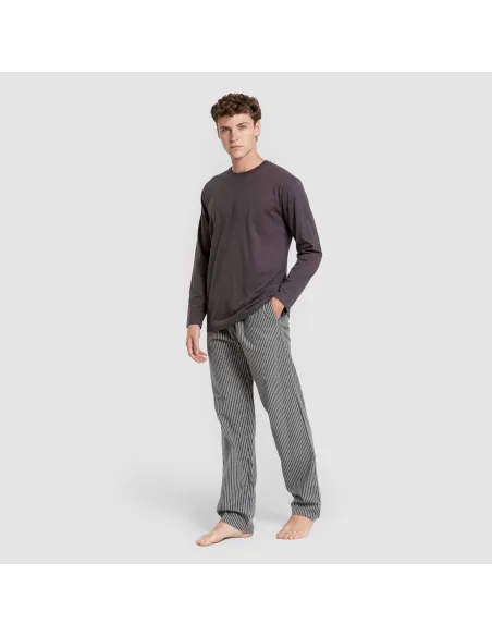 Pijama homem franela Raya Derek cinza marengo